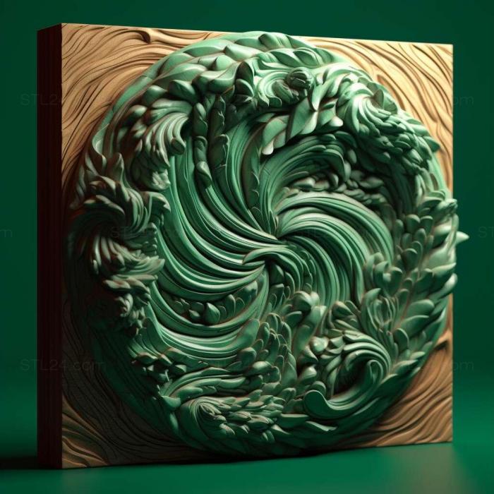Узоры и декор (Зеленый 1, PATTERN_1697) 3D модель для ЧПУ станка